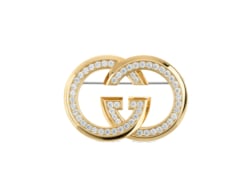 Gucci Interlocking Brosche mit Kristallen