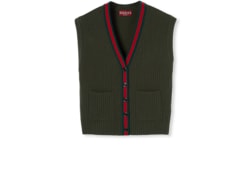 Gilet cardigan in lana feltrata a coste con Web
