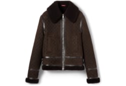 Veste en shearling et daim avec imprimé