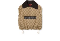 Gilet in tessuto GG con etichetta in pelle