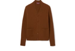 Cardigan in maglia di lana e cashmere a coste