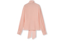 Camicia in crêpe de Chine con fiocco al collo