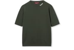 T-shirt maille de coton et soie avec motif en intarsia