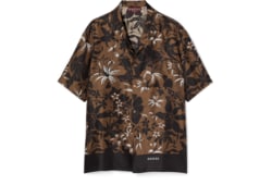 Camicia bowling in twill di seta con stampa