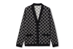 Двусторонний кардиган из шерсти с жаккардовым орнаментом GG