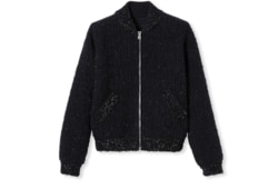 Wool lamé bouclé zip jacket