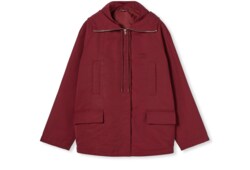 Hooded fabric jacket with logo