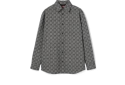 Camicia in lana e cotone a quadretti GG jacquard