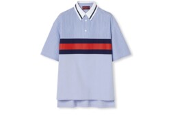 Striped cotton poplin polo shirt