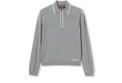 Polo in maglia di lana fine con intarsio