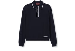 Polo en maille de laine fine avec motif en intarsia