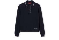 Poloshirt aus feinem Wollstrick mit Intarsie