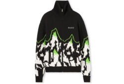 Jacke aus Wolljacquard mit Intarsie und Reißverschluss