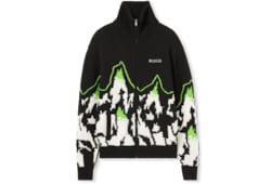 Vesté zippée en jacquard de laine avec intarsia