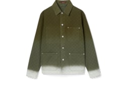 Camicia in denim di cotone GG jacquard con effetto bleached