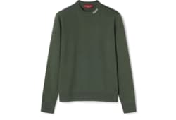 Silk cotton knit sweater with intarsia