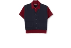 Polo en laine et soie avec gilet superposé