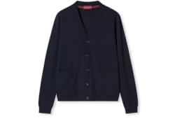 Cardigan in cashmere fine con intarsio