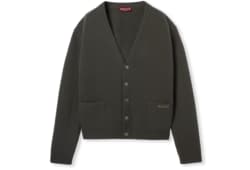 Wool cashmere rib knit cardigan