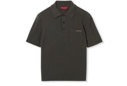 Polo en maille côtelée de laine et cachemire