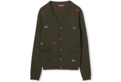 Cardigan in cashmere fine con intarsio