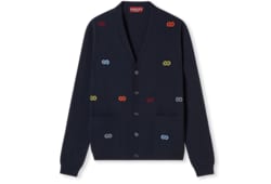 Fine cashmere cardigan with intarsia