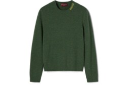 Pullover aus gefilztem Wollstrick mit Intarsie