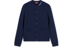 Cardigan in maglia di lana con effetto infeltrito e intarsio