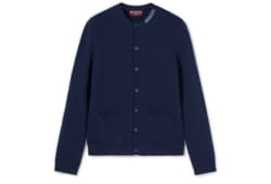 Felted wool knit cardigan with intarsia