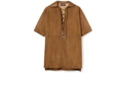 Suede V-neck dress with Horsebit