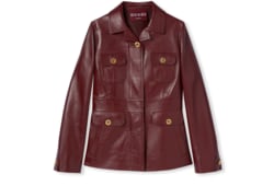 Chaqueta de piel con logotipo en relieve