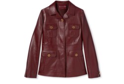 Jacke aus Leder mit Logo-Prägung