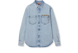 Chemise en denim délavé avec insert GG