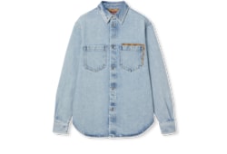 Washed denim shirt with GG insert