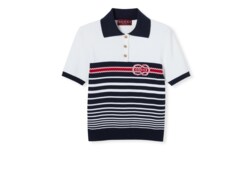 Cotton stitch polo top with intarsia