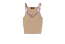 Rib felted wool top with embroidery