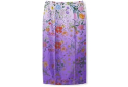 Printed silk twill skirt