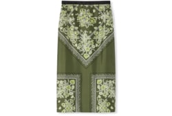 Printed silk twill skirt