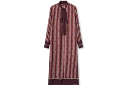 Printed silk twill dress with bow