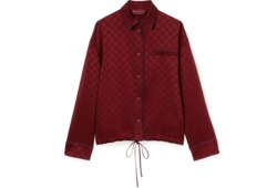 GG satin shirt with tie waist