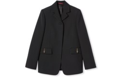 Blazer aus Seiden-Woll-Crêpe mit Tiger-Detail