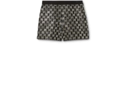 Shorts bordados de lamé y tweed de lana