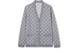 Reversible GG fine wool jacquard cardigan