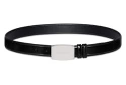 Reversible belt with plaque buckle