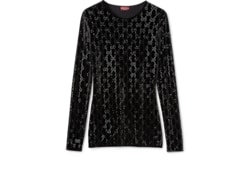 Embroidered stretch chenille top