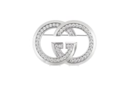 Broche con GG entrelazada con cristales