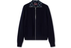 Knit double wool zip jacket