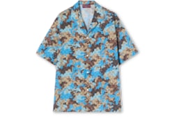 Printed cotton poplin bowling shirt