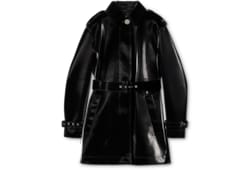 Velvet effect leather trench coat