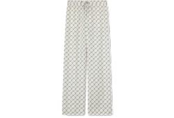 Printed silk twill trousers